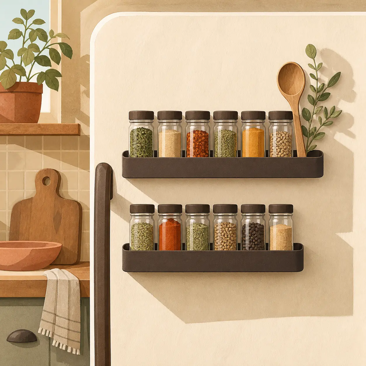Illustration of a magnetic spice rack